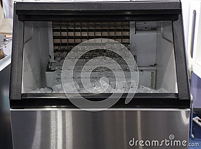 cube ice in ice making machine Stock Photo