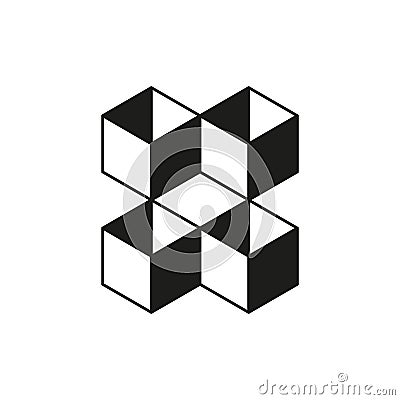 Cube icon. Geometric vector shape. Abstract cube pattern. Black and white. Vector Illustration