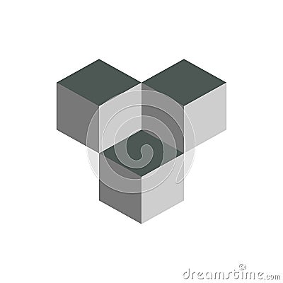 Cube isometric logo concept, 3d vector illustration. Flat design style. Cube construction. Sign pattern. Graphic design. Fashion Vector Illustration