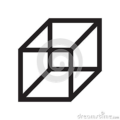 Cube outline icon vector sign and symbol isolated on white background, Cube outline logo concept Vector Illustration