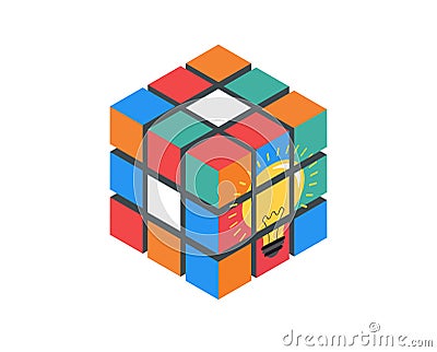 Cube Puzzle Solution Solving Problem Concept banner Vector Illustration