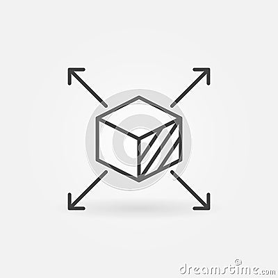 Cube Scale with Arrows vector Scalability concept linear icon Stock Photo