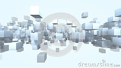 Cube shape particles transparent. 3D rendering Stock Photo