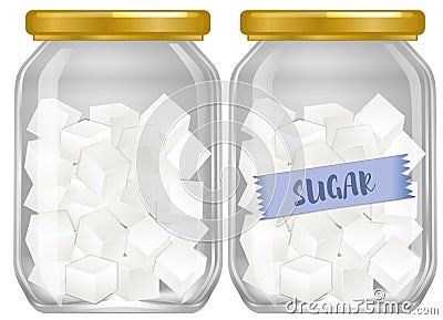 Cube sugar in jar Vector Illustration