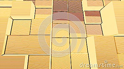 Cube traffic in yellow. Abstract Rounded Cubes Move. ornamental geometric caleidoscope star moving pattern animation. Stock Photo