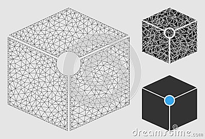 Cube Vertex Vector Mesh Network Model and Triangle Mosaic Icon Vector Illustration