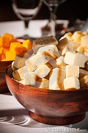 Cubed cheese Stock Photo