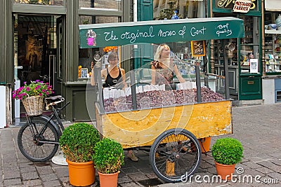 Cuberdons. candy cart. Ghent. Belgium Editorial Stock Photo