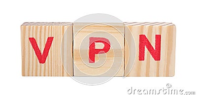 Cubes with acronym VPN on white background Stock Photo