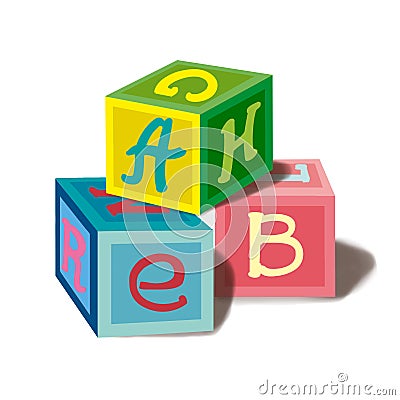 Cubes alphabet a set of children's toys. Cartoon Illustration