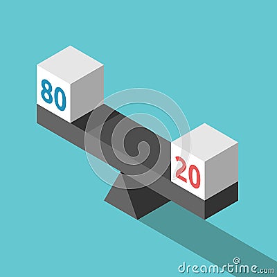 80, 20 cubes balance Vector Illustration