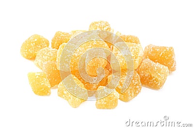 Cubes of crystallised stem ginger Stock Photo