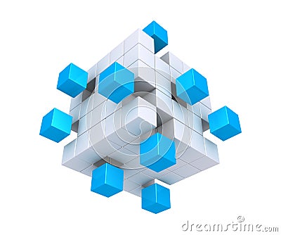 Cubes detached from square object Stock Photo