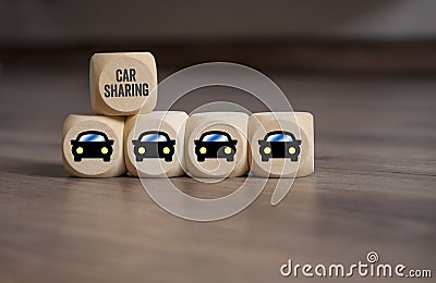 Cubes dice with car sharing Stock Photo