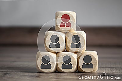 Cubes Dice with CEO and Employees Stock Photo