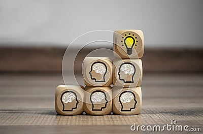 Cubes dice with heads and brains Stock Photo