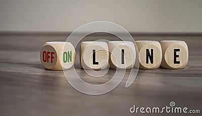 Cubes and dice with online and offline Stock Photo