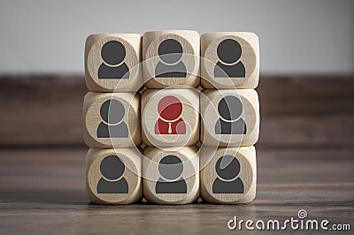 Cubes Dice with Teamwork Stock Photo