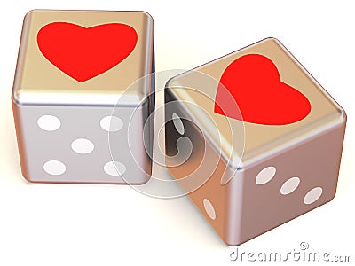 Cubes with Hearts. Love. 3d Cartoon Illustration