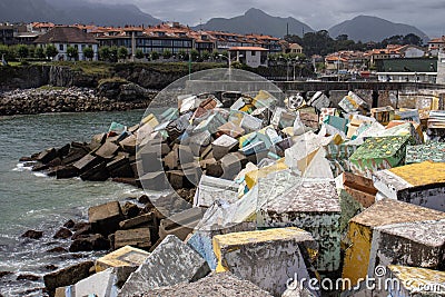 the cubes of memory in Llanes Editorial Stock Photo
