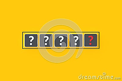 Cubes with question symbols. Correct answer. Incorrect question. Faq and support. Problem solution concept. Dubious decision Stock Photo