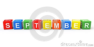 Cubes with September sign Stock Photo