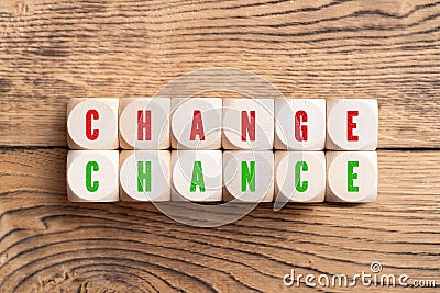 Cubes showing the words CHANGE and CHANCE Stock Photo