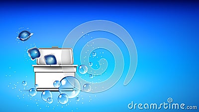 Cubes Of Washing Powder In Box Copy Space Vector Stock Photo