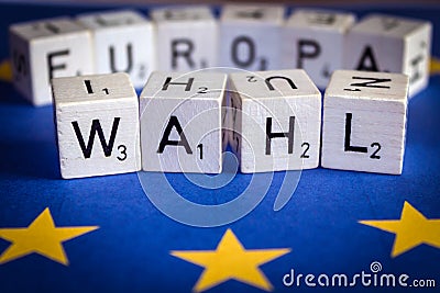 Cubes which are building words, european election, german words Stock Photo