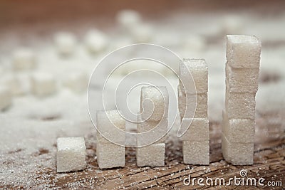 Cubes of white sugar, diabetes and high sugar level concept Stock Photo