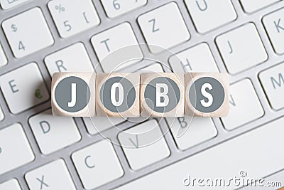 Cubes with the word `JOBS` Stock Photo