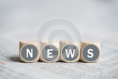 Cubes with the word `news` Stock Photo