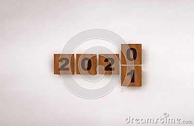 Cubes with years 2020 and 2021 Stock Photo