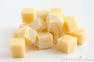 Cubes of yellow cheese Stock Photo