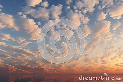 Cubic clouds panorama sunset sky in stunning orange hues Stock Photo