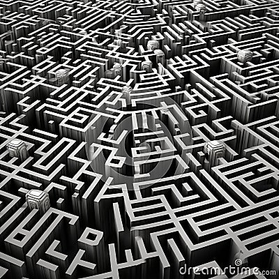 The Cubic Enigma: A labyrinth of interconnected cubes Stock Photo