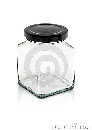 cubic glass bottle with black aluminum cap Stock Photo