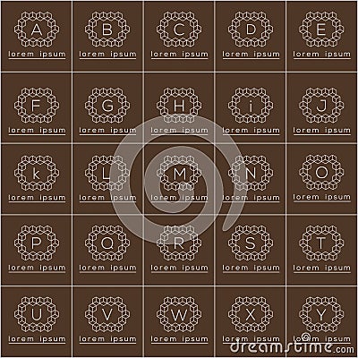 Cubic linear form frame vector logos set Vector Illustration