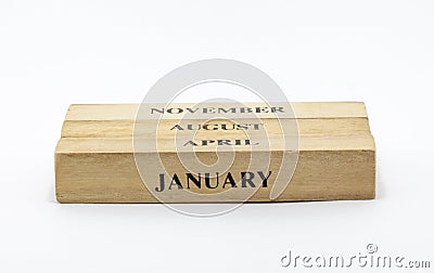 Cubic Wood Style Date Calendar Stock Photo
