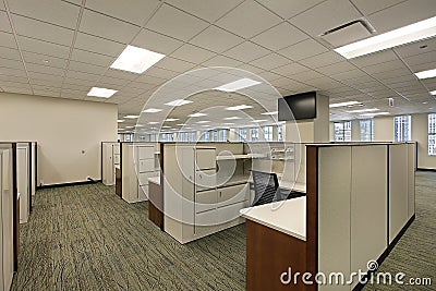 Cubicles in downtown office building Stock Photo