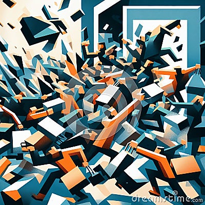 Cubist Chaos of Deals: Black Friday by Generative AI Stock Photo