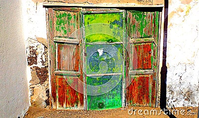 foto artistica di porta rovinata colorata Stock Photo