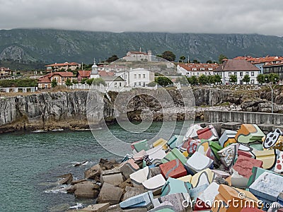 Cubos de la memoria at Llanes port Asturias Spain Stock Photo