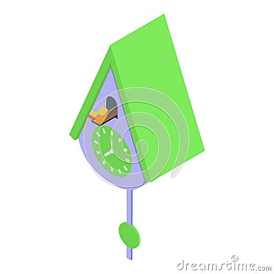 Cuckoo Clock pendulum icon isometric vector. Hour bird Vector Illustration