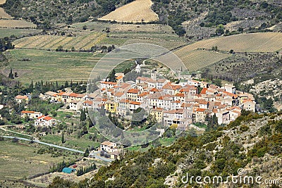 Cucugnan village in Languedoc-Roussillon, France Stock Photo