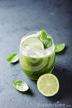 Cucumber and Basil Aqua Fresca with Lime Juice Stock Photo