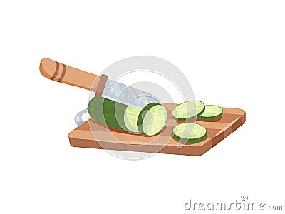 Cucumber Carving Board Composition Vector Illustration