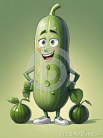 cucumber Character Cartoon Illustration