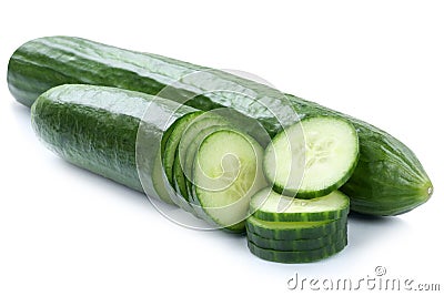 Cucumber cucumbers vegetables sliced isolated on white Stock Photo