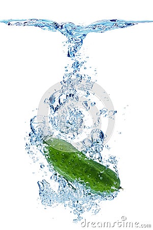 Cucumber dropped into water Stock Photo